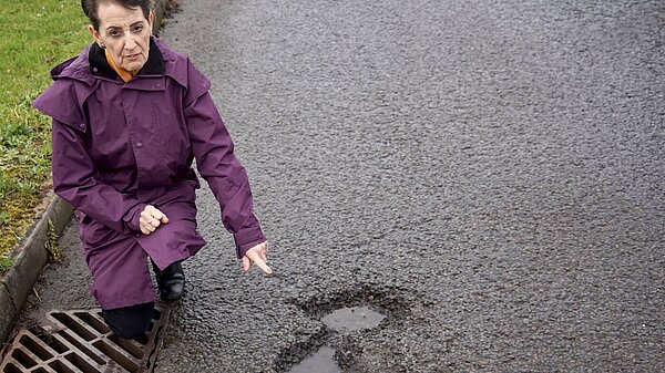 Angie with pothole