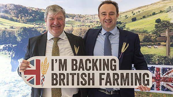 Danny Chambers and Alistair Carmichael showing support for British Farmers 