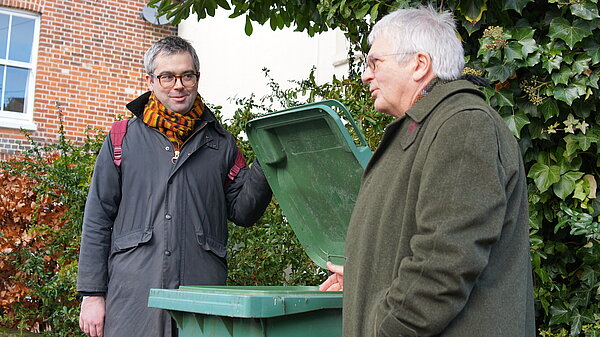 Mark and Chris Edwards at green bin