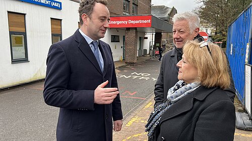 Danny speaking outside Winchester's emergency department