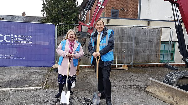 Martin and Lucille breaking ground on new GP surgery