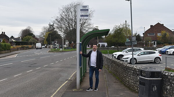 Michael at bus stop